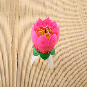 Amazing Romantic Musical Lotus Flower Happy Birthday Party Gift Music Candle