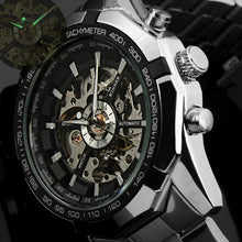 Winner Brand Men Full Stainless Steel Watch Men Skeleton Auto Mechanical Watch Self-Wind Male Dress Clock Relogio Masculino