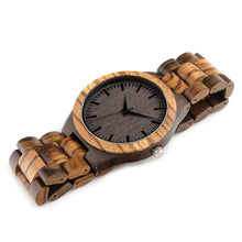 The 'Master' - Round Vintage Zebra Wood Case Watch With Ebony Bamboo Wood Face