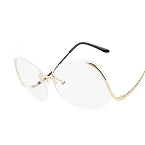 New Vintage Round Rimless Clear Oversized Sunglasses