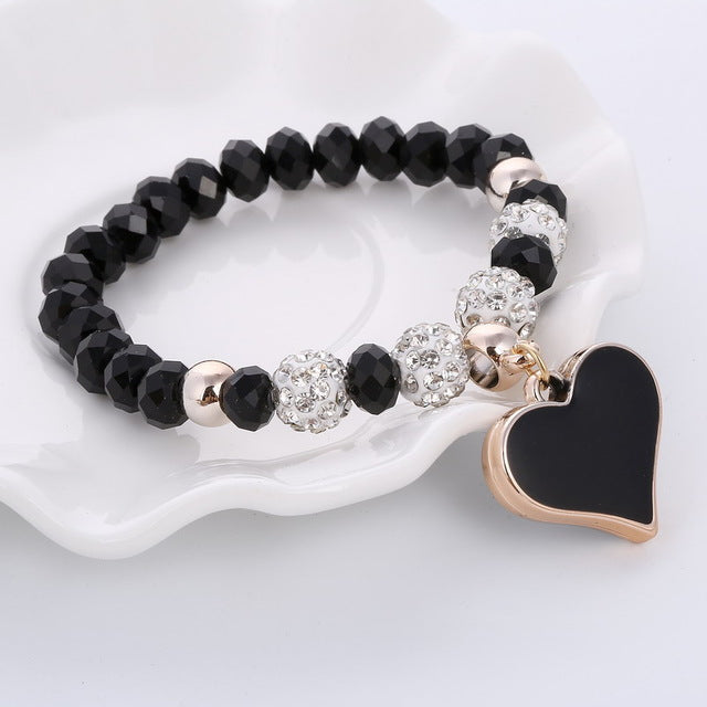 NEW Hand Made Crystal Beautiful Heart Bracelet & Bangle