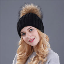 Xthree mink and fox fur ball cap pom poms winter hat for women girl 's hat knitted  beanies cap brand new thick female cap