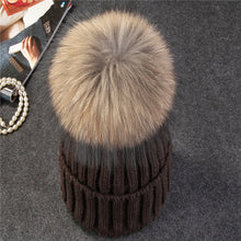 Xthree mink and fox fur ball cap pom poms winter hat for women girl 's hat knitted  beanies cap brand new thick female cap