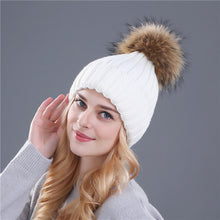 Xthree mink and fox fur ball cap pom poms winter hat for women girl 's hat knitted  beanies cap brand new thick female cap