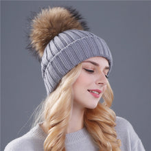 Xthree mink and fox fur ball cap pom poms winter hat for women girl 's hat knitted  beanies cap brand new thick female cap