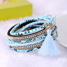 Braided Multilayer Rhinestone Leather Bracelet