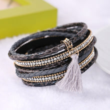 Braided Multilayer Rhinestone Leather Bracelet