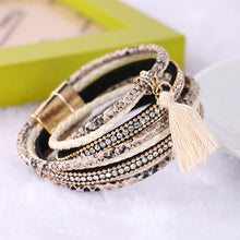 Braided Multilayer Rhinestone Leather Bracelet