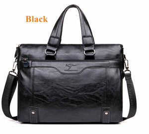 Mens Casual Briefcase -  Leather Shoulder Messenger Bag