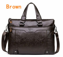 Mens Casual Briefcase -  Leather Shoulder Messenger Bag