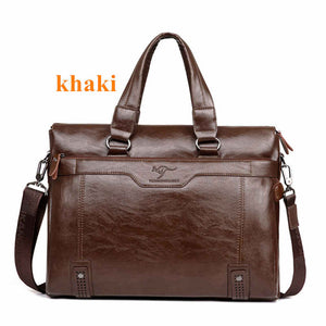 Mens Casual Briefcase -  Leather Shoulder Messenger Bag