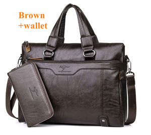 Mens Casual Briefcase -  Leather Shoulder Messenger Bag