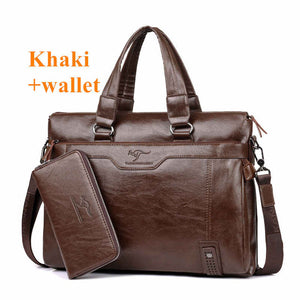 Mens Casual Briefcase -  Leather Shoulder Messenger Bag