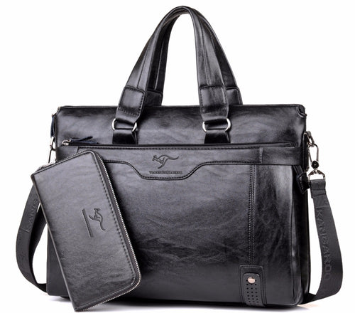 Mens Casual Briefcase -  Leather Shoulder Messenger Bag