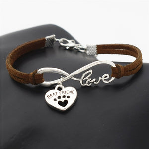 **SPECIAL PROMOTION** FREE ** Womens  Leather  Antique Silver Cat Love Charms  Bracelet