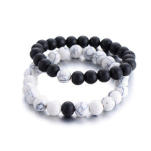 2Pcs/Set Couples Distance Bracelet Classic Natural Stone White and Black Yin Yang Beaded Bracelets for Men Women Best Friend Hot