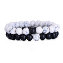 2Pcs/Set Couples Distance Bracelet Classic Natural Stone White and Black Yin Yang Beaded Bracelets for Men Women Best Friend Hot