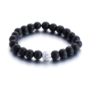 2Pcs/Set Couples Distance Bracelet Classic Natural Stone White and Black Yin Yang Beaded Bracelets for Men Women Best Friend Hot