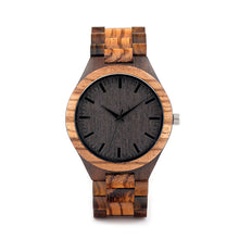 The 'Master' - Round Vintage Zebra Wood Case Watch With Ebony Bamboo Wood Face