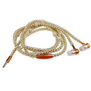 Pearl Necklace Earphones With Microphone