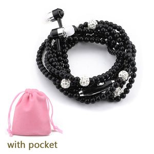 Pearl Necklace Earphones With Microphone