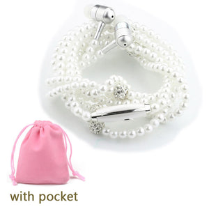 Pearl Necklace Earphones With Microphone