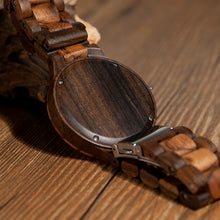 The 'Master' - Round Vintage Zebra Wood Case Watch With Ebony Bamboo Wood Face