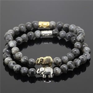 **SPECIAL PROMOTION** 2pcs Lux Onyx Pearl Elephant Charm Bracelet Set - Distance Bracelet