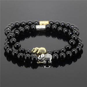 **SPECIAL PROMOTION** 2pcs Lux Onyx Pearl Elephant Charm Bracelet Set - Distance Bracelet