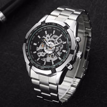 Winner Brand Men Full Stainless Steel Watch Men Skeleton Auto Mechanical Watch Self-Wind Male Dress Clock Relogio Masculino