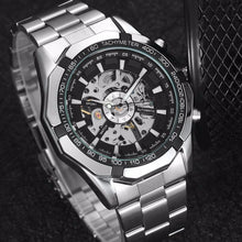 Winner Brand Men Full Stainless Steel Watch Men Skeleton Auto Mechanical Watch Self-Wind Male Dress Clock Relogio Masculino